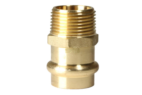 Brass Press Fittings 5 Pack Three Quarter Inch MNPT Male NPT Couplings For Copper PEX And CPVC Pipes No Tools Needed Easy Press Fit Leak Free Quick Install Plumbing Connectors, 3/4 in brass fitting