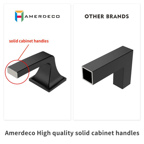 Comparison of solid cabinet handle from Amerdeco with a hollow handle from other brands