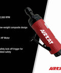 Heavy Duty Shop Workhorse Pneumatic Die Grinder,.5 HP Motor, 22000 RPM Straight Body side view with safety lock-off trigger