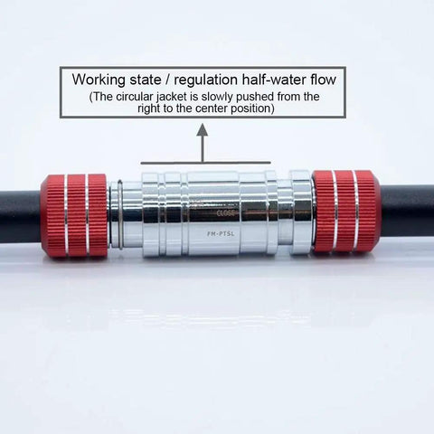 Brass drain valve with G1/4 internal thread for PC water cooling system showing horizontal pressure design with red fittings.