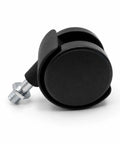 RuiJOTWAT 2Pcs Caster Wheels for Oil-Filled Radiators, close-up of swivel black plastic wheel with metal socket.