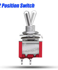 8 Pack SPST Mini Toggle Switches On Off 2 Terminal 2 Position 6A 125V 3A 250V For DIY Car Dash And Electronic Projects showing switch