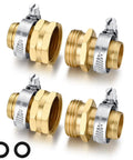 Heavy Duty Brass Garden Hose Repair Kit With Two Sets Of Male And Female Three Quarter Inch Barb Fittings Stainless Clamps And Extra Washers