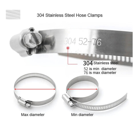 Straight Up 304 Stainless Steel Hose Clamps Adjustable Worm Drive Pipe Clips Corrosion Resistant Plumbing Gear For Water Lines And Shop Rigs Solid Grip Span Forty Sixty Three Millimeters