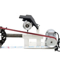 Heavy Duty Belt Sander With Variable Speed Control for Knives and Cutting Tools, showing motor and belt setup.