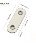 Close-up of stainless steel flat corner brace with dimensions, part of 5 Pack Stainless Steel Straight Flat Corner Brace Bracket Mending Repair Plates Fixing Connector Furniture Fittings For Furniture Shelves 95mm Heavy Duty Reinforcement For Sturdier Joints And Long Lasting Support
