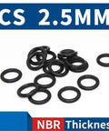 Awesome Black Nitrile O Ring Gasket Assortment Kit For Garage Hacks And Home Fixes Includes 2 Point 5 Millimeter Seals Built For Strong Vibration And Best For Plumbing And Auto Work To Stop Leaks Dead Without Spending Too Much Cash. black NBR O rings, CS 2.5mm