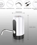 Handy Rechargeable Electric Fluid Pump For Water And Oil With Portable USB Dispenser, 5.1 inch tall, stainless steel spout, battery-operated.