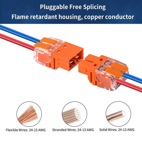 Lever Wire Connectors Two Port Splicing Terminal Blocks with pluggable male and female connectors for wiring AWG 24-13