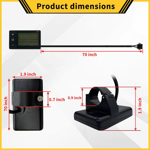 Display Screen For Q20 H20 H26 Pro Electric Bicycles Ride Ready All In One LCD Readout With Real Time Speed Odometer Battery Level PAS Gear And Fault Diagnostics Broad 24V To 60V System Compatibility shown with dimensions.