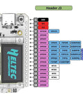 ESP32 LoRa V3 Development Board With 3000mAh Battery And 915MHz Antenna board pin diagram showing header layout and connections