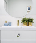 Bathroom vanity with 10 Pack Stick On Clear Beveled Acrylic Mirror Cabinet Knobs Pull Handles Square One Point Seven Five Inch Adhesive