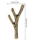 Branch Shaped Cabinet Handles Four Piece Set Vintage Retro Metal Drawer Knobs in gold finish with size dimensions