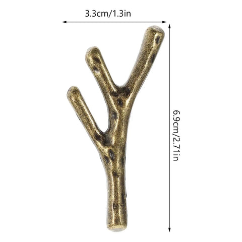 Branch Shaped Cabinet Handles Four Piece Set Vintage Retro Metal Drawer Knobs in gold finish with size dimensions