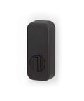 Motorized Touchscreen Smart Deadbolt With Wifi Enabled Keyless Entry Lock In Satin Nickel Finish And August Connected Security System showing a sleek black design.