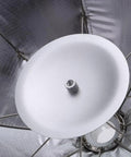 Interior view of Multi Functional 48cm Umbrella Style Softbox for Quick Setup and Portable Studio Lighting with silver disc to cut shadows