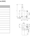 Installation dimensions for Analog Draw Wire Encoder 1500mm For Linear Displacement Sensing With 24V DC Supply And 4 To 20 Milliamp Output
