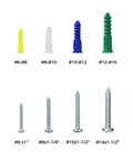 116 Piece Wall Anchor Kit With 4 Sizes And Screws, Plastic Drywall Wall Plugs And Expansion Bolts, 4 Colors Display