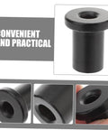 Close-up of black hardware piece from Barn Door Track Connector Kit And Stopper Set With Easy Installation Versatile Home Improvement Accessories For Sliding Doors Barn Door Spacers And Replacement Hardware For DIY Projects.