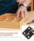 Person installing 1:12 Scale Miniature Bronze Hinges Set Of 20 With 80 Screws For Dollhouse Furniture Cabinet Closet DIY Projects
