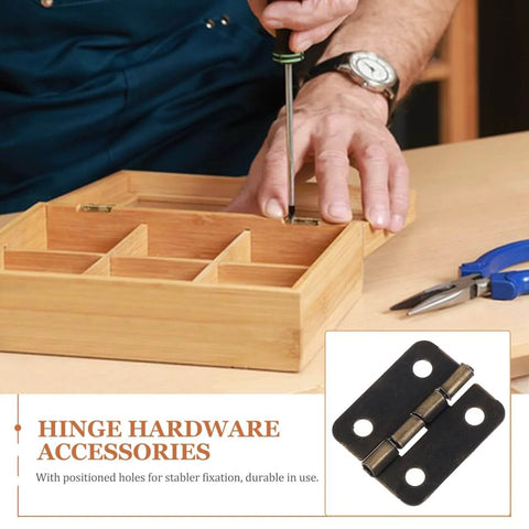 Person installing 1:12 Scale Miniature Bronze Hinges Set Of 20 With 80 Screws For Dollhouse Furniture Cabinet Closet DIY Projects