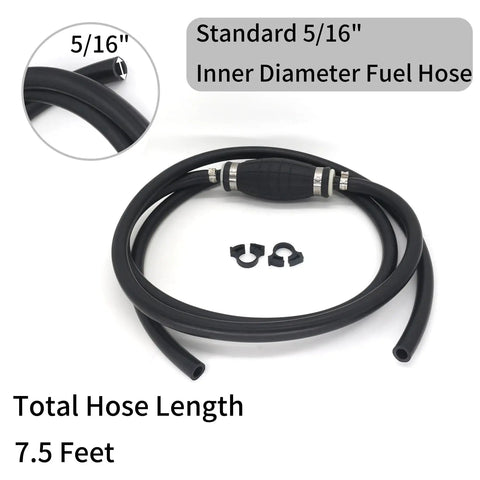 Five Sixteenth Inch Inner Diameter Marine Boat Fuel Line with Connector Assembly, 7.5 Feet Long, shown coiled with fittings