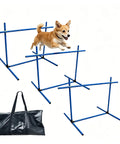Versatile Adjustable Dog Agility Jump Set With Hurdles And Weave Poles 0 To 31 Inch Height 2.6 Foot Training Obstacle Course