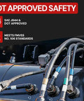 Three Eighths Inch Black Nylon Air Brake Tubing DOT Compliant SAE J844 on truck trailer system.