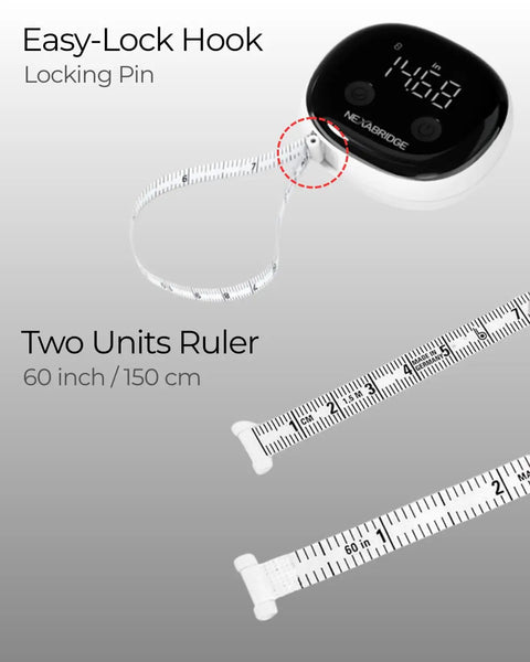 Smart Body Tape Measure With Bluetooth App Sync Real Time Body Metrics For Weight Loss And Muscle Gain Retractable 60 Inch Tape USB C Charging Multi User Tracking Digital Measurements For Fitness Progress For Gym Buffs, 60-inch tape