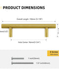 Dimensions of 50 Pack Brushed Brass Cabinet Pulls 3 3/4 Inch Long, Satin Gold Kitchen Drawer Handles, Durable Stainless Steel.
