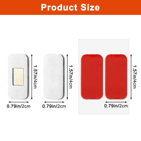 12 Pack No Drill Magnetic Cabinet Catches Ultra Thin Stainless Steel With Strong Adhesive For Kitchen Bathroom Closet And Rv door  size reference.