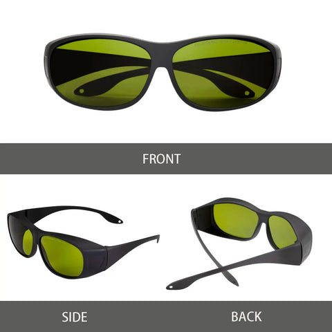 Pro Grade 1064Nm Laser Eye Protection Goggles OD6 Plus Safety Glasses for Laser Engravers and Cutters Two Pack, front, side, back view