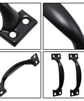 Collage of 12 Pack 98mm Black Metal Gate Handles Set For Doors And Cabinets, Rustic Barn Style Pull Handles With Mounting Screws Included
