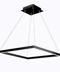Atria 20 Inch Adjustable Suspension Fixture Sleek Dope Modern Square Chandelier Lighting Black LED Pendant 3000K 1700 Lumens 36W