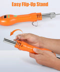 Portable Hot Air Rework Station For SMD Desoldering with easy flip-up stand in use
