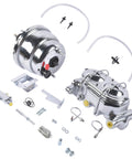 7 Inch Chrome Brake Booster And Master Cylinder Replacement Kit With Disc Drum Valve For Chevy Bel Air 1955 1956 1957