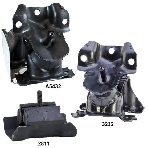 Engine Mount And Transmission Mount Kit For Yukon Tahoe Silverado Sierra 07 To 13 Front Left And Right Engine Mounts Plus Rear Transmission Mount Fits Chevy GMC Trucks 1500 2500 3500, black steel