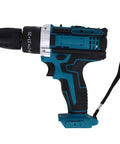 Heavy Duty 21V Cordless Drill Driver Featuring Smooth Adjustable Speed Control, side view showing grip and chuck.