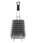 8 Shell Stainless Steel Taco Fryer Basket With V Shaped Holder And Grip Handle For Frying Restaurant Quality Crispy Taco Shells At Home Or In Your Kitchen positioned upright