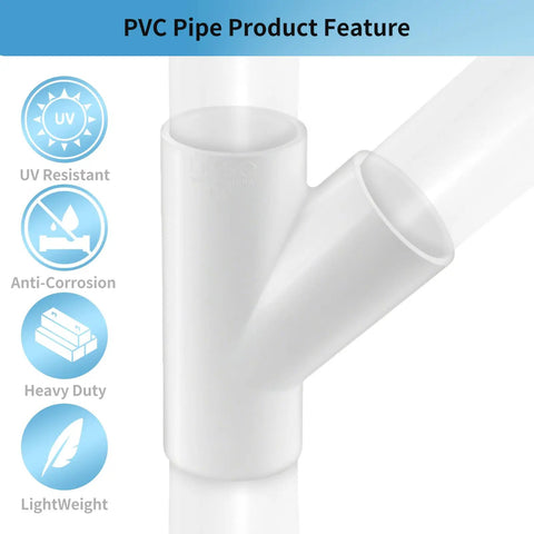 8 Pack 1/2 Inch PVC Wye Fittings 3 Way Y Connectors SCH 40 White, UV resistant, anti-corrosion, heavy duty, lightweight features.