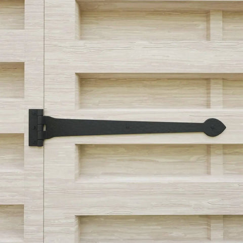 18 Inch Black Wrought Iron Strap Hinges With Spade Tip Heavy Duty Gate And Door Hinge Set Of 6 on wooden barn door