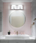 Dimmable Matte Black Bathroom Vanity Lights Over Mirror Modern LED Vanity Light 2 Light Fixtures above round mirror