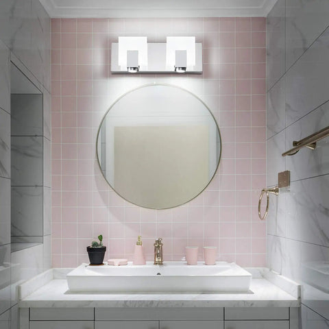 Dimmable Matte Black Bathroom Vanity Lights Over Mirror Modern LED Vanity Light 2 Light Fixtures above round mirror