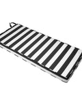 Thick Waterproof Outdoor Bench Cushion 48x18x3 With Ties For Patio Swing Chair, Fade Resistant Padding, Black And White Stripe Cover.