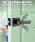 Keyless Privacy Door Lever With Lock Set, Heavy Duty Reversible Interior Door Handle For Bedroom And Bathroom, Matte Black Finish