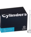Top Shelf Borosilicate Glass Graduated Cylinders That Get The Job Done Fast In Any Lab Setup With Crisp Volume Readings For Chemistry Class And Science Fair Projects Five Ml Pack in a box with one cylinder visible.