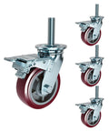 8 Inch Industrial Swivel Casters Built Tough Heavy Duty Polyurethane Rolling Wheels with M20 stem and locking brake.