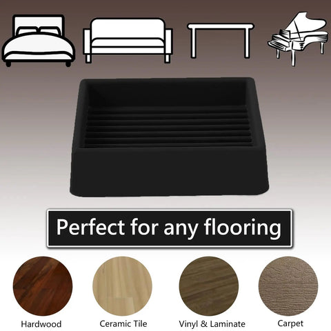 High Performance Non Slip Furniture Cups And Square Caster Pads For Hardwood Floors on various flooring types, 2x2 inch rubber pads.