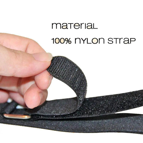 Close-up of hand holding nylon material of 10 Pack 50 Inch Heavy Duty Adjustable Velcro Straps Reusable Hook And Loop Cinch And Tie Down Straps