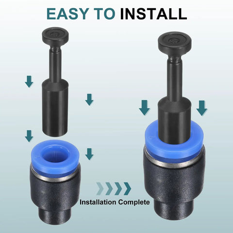 Installation of 25 Pack Half Inch Tube OD Push To Connect Fittings Plug Cap Style Pneumatic Blanking Plugs For 12mm Air Lines